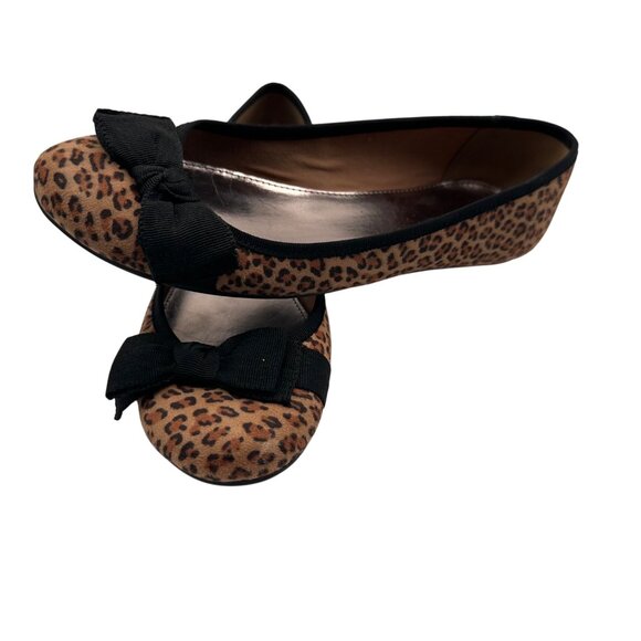 Alfani Size 7.5 Leopard Print Ballet Flats Bow Womens Cushioned Insole Black - Picture 7 of 12